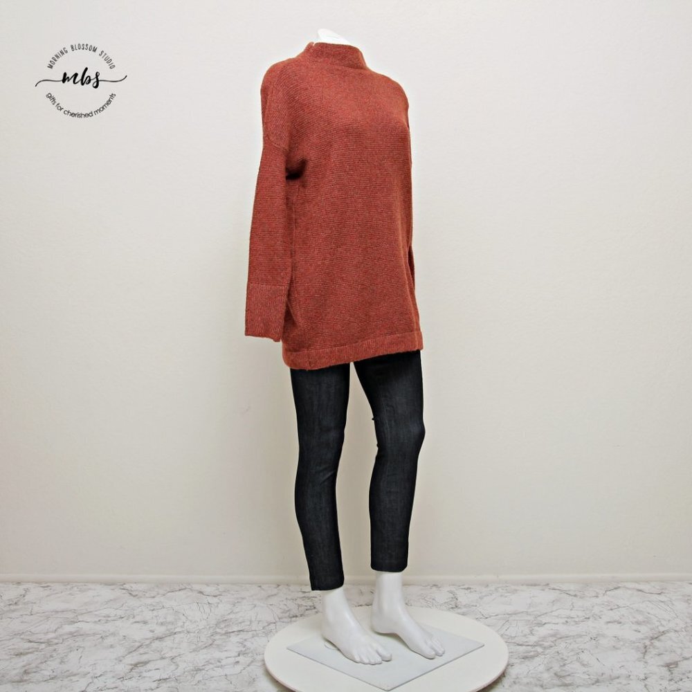 NWOT Korye High Neck Oversized Sweater Orange‎ Red Women Size S